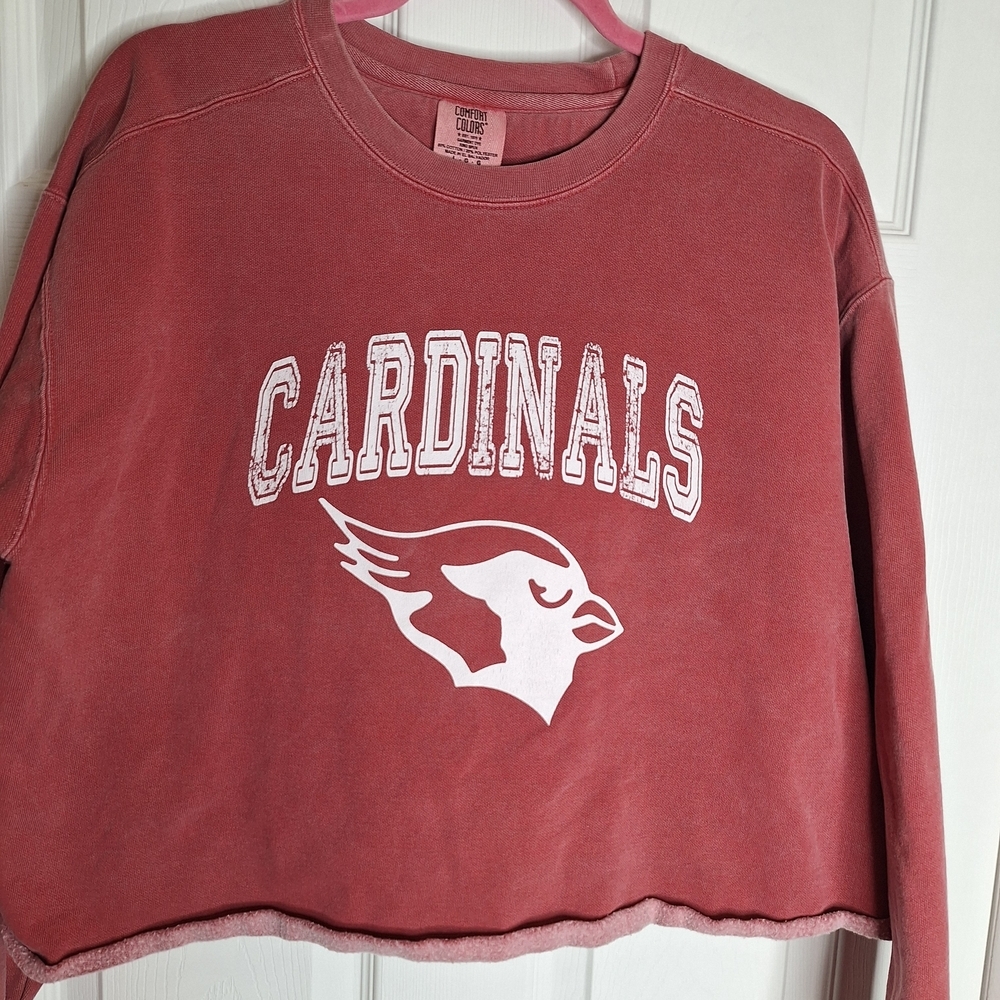 Comfort Colors Red Cardinals Women's Cropped Sweatshirt Size Large - Picture 2 of 4